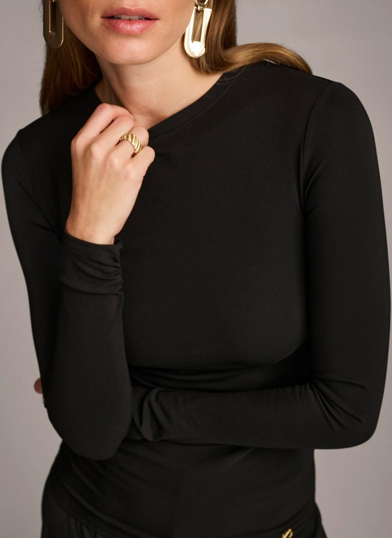 Donna Karan Ruched Detail Sweaters and Tops Black | NZ_DK90856