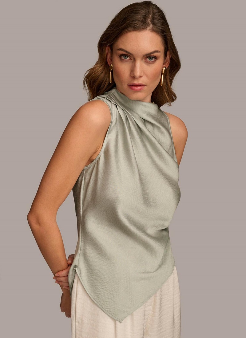 Donna Karan Ruched With Angled Hem Sweaters and Tops Grey | NZ_DK24479