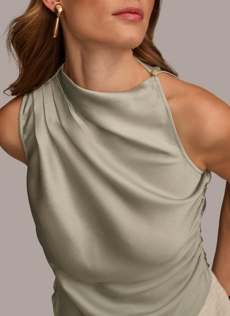 Donna Karan Ruched With Angled Hem Sweaters and Tops Grey | NZ_DK24479