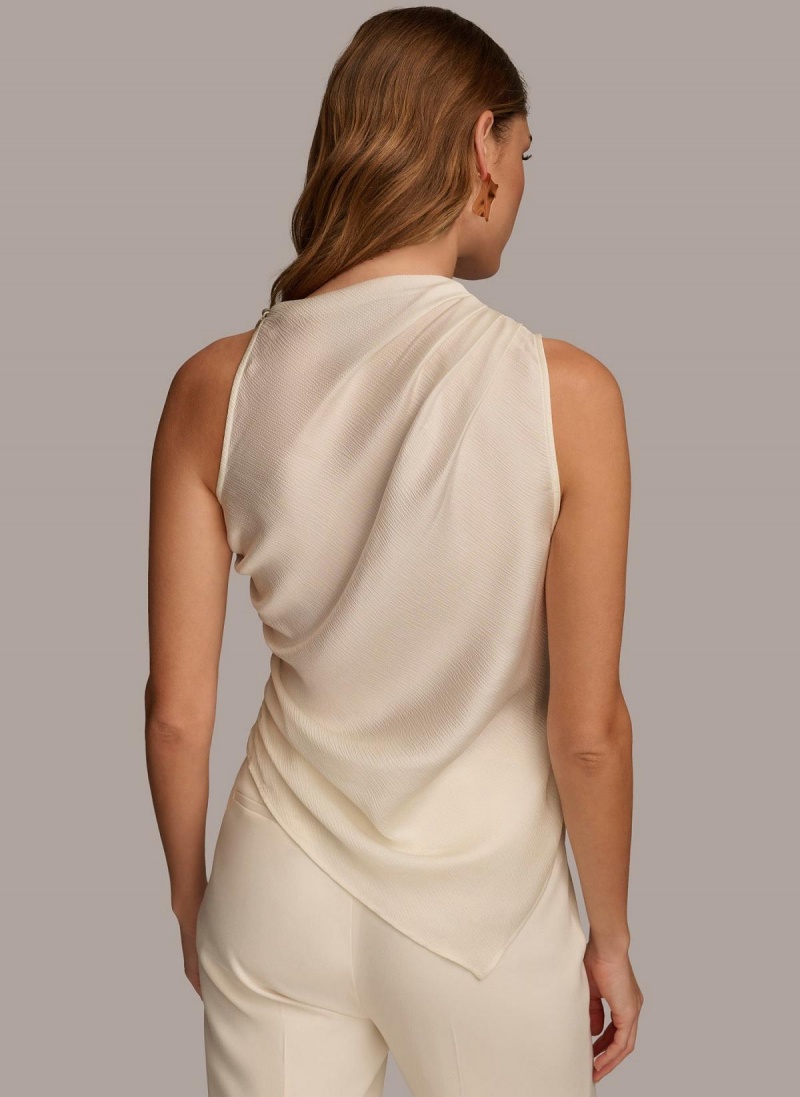 Donna Karan Ruched With Angled Hem Sweaters and Tops Cream | NZ_DK44466