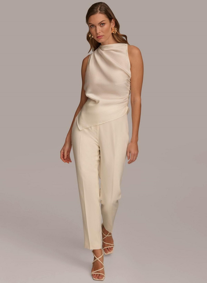 Donna Karan Ruched With Angled Hem Sweaters and Tops Cream | NZ_DK44466