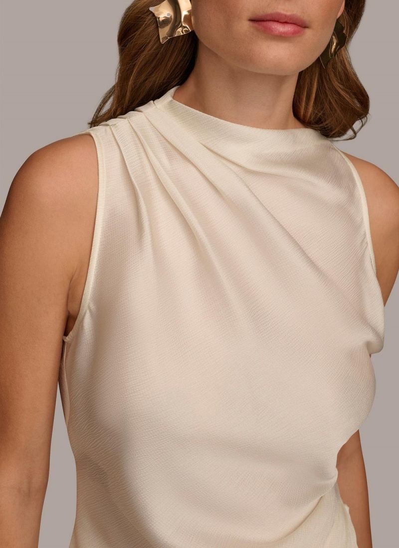 Donna Karan Ruched With Angled Hem Sweaters and Tops Cream | NZ_DK44466