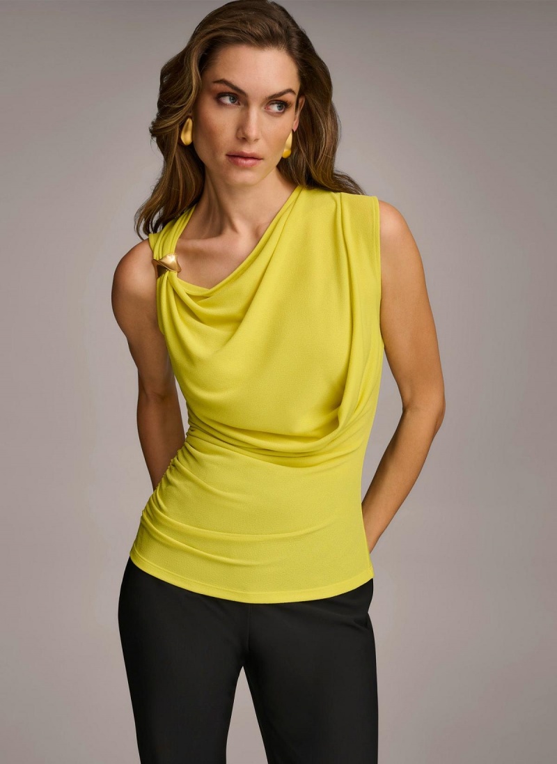 Donna Karan Shoulder Hardware Sweaters and Tops Yellow | NZ_DK87040