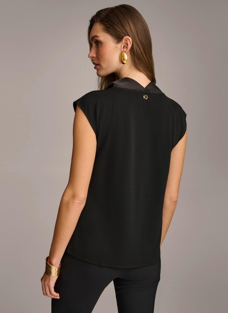 Donna Karan Sleeveless Cowl Neck Sweaters and Tops Black | NZ_DK21522