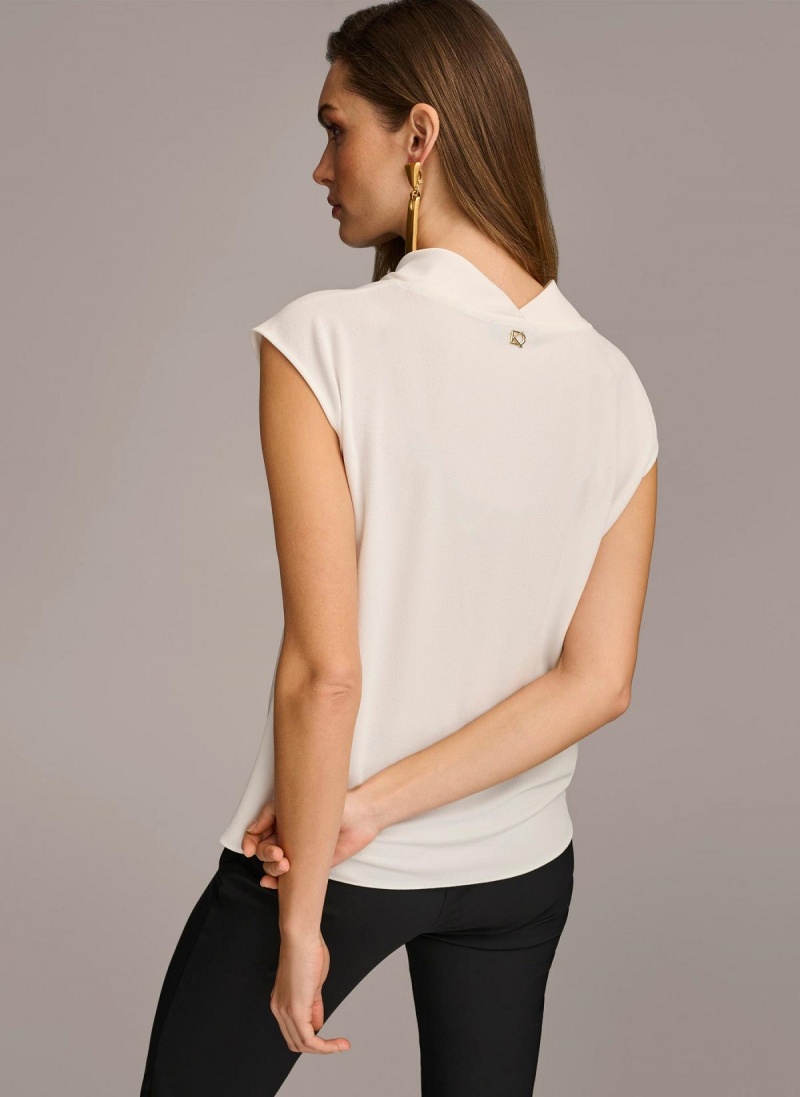 Donna Karan Sleeveless Cowl Neck Sweaters and Tops Cream | NZ_DK11457