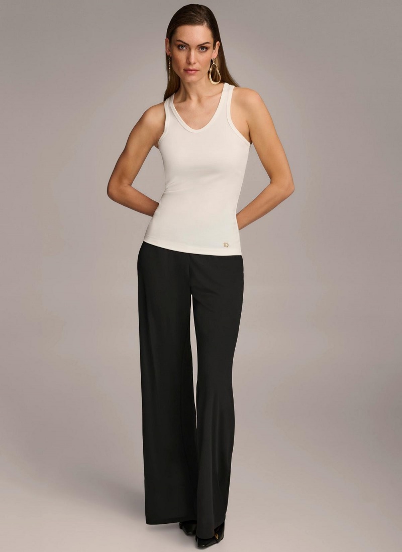 Donna Karan Sleeveless Knit Shell Sweaters and Tops Cream | NZ_DK48527