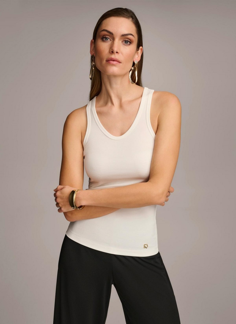 Donna Karan Sleeveless Knit Shell Sweaters and Tops Cream | NZ_DK48527