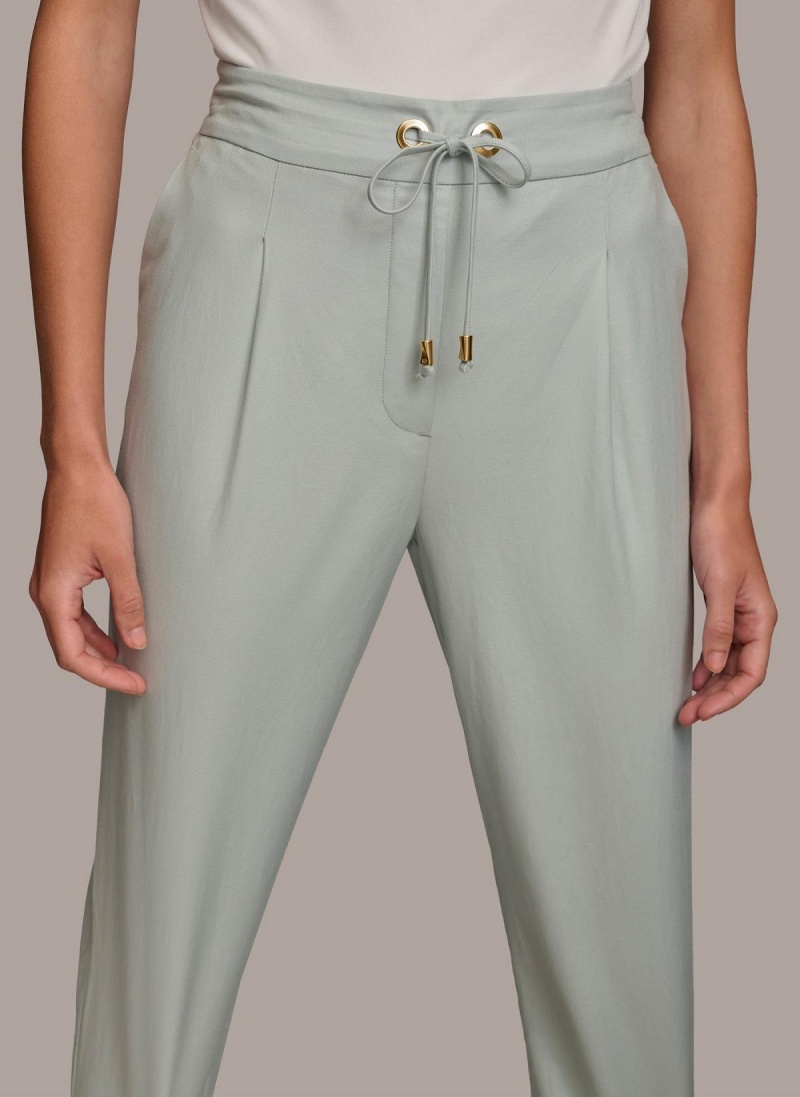 Donna Karan Slim Tie Waist Cuff Pants Blue | NZ_DK54283