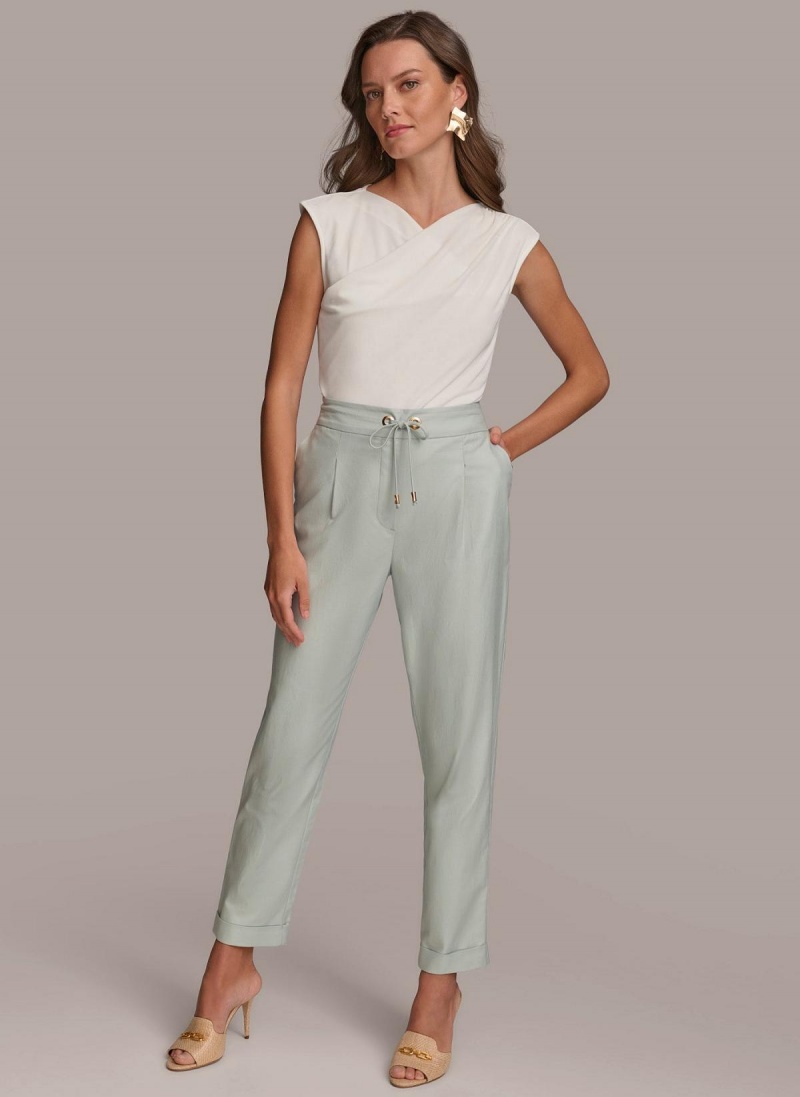 Donna Karan Slim Tie Waist Cuff Pants Blue | NZ_DK54283