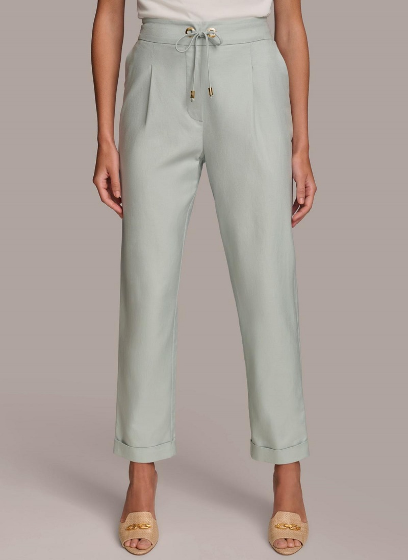 Donna Karan Slim Tie Waist Cuff Pants Blue | NZ_DK54283