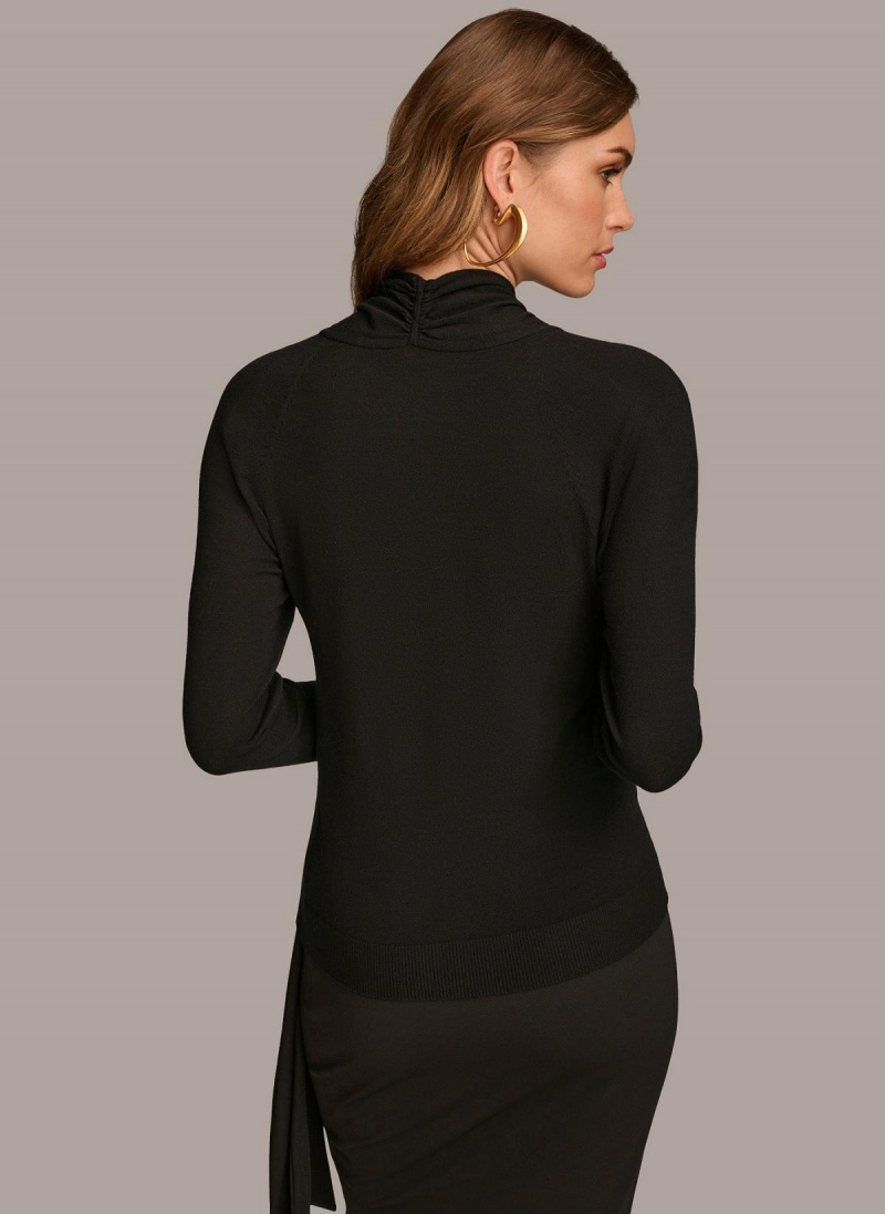 Donna Karan Twist Front Sweaters and Tops Black | NZ_DK92660