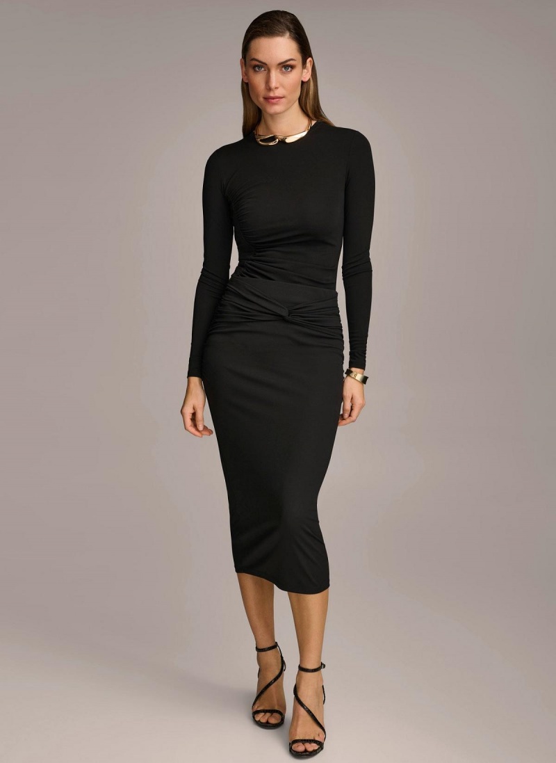 Donna Karan Twist Waist Skirt Black | NZ_DK69153