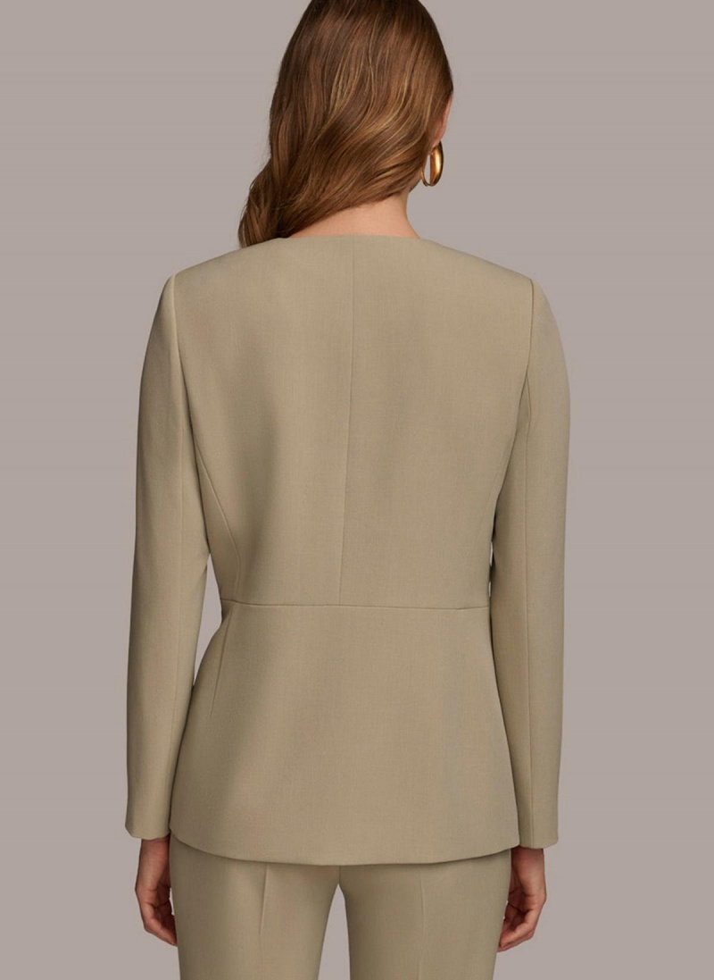 Donna Karan V Neck Cinched Closure Jacket Light Green | NZ_DK95568