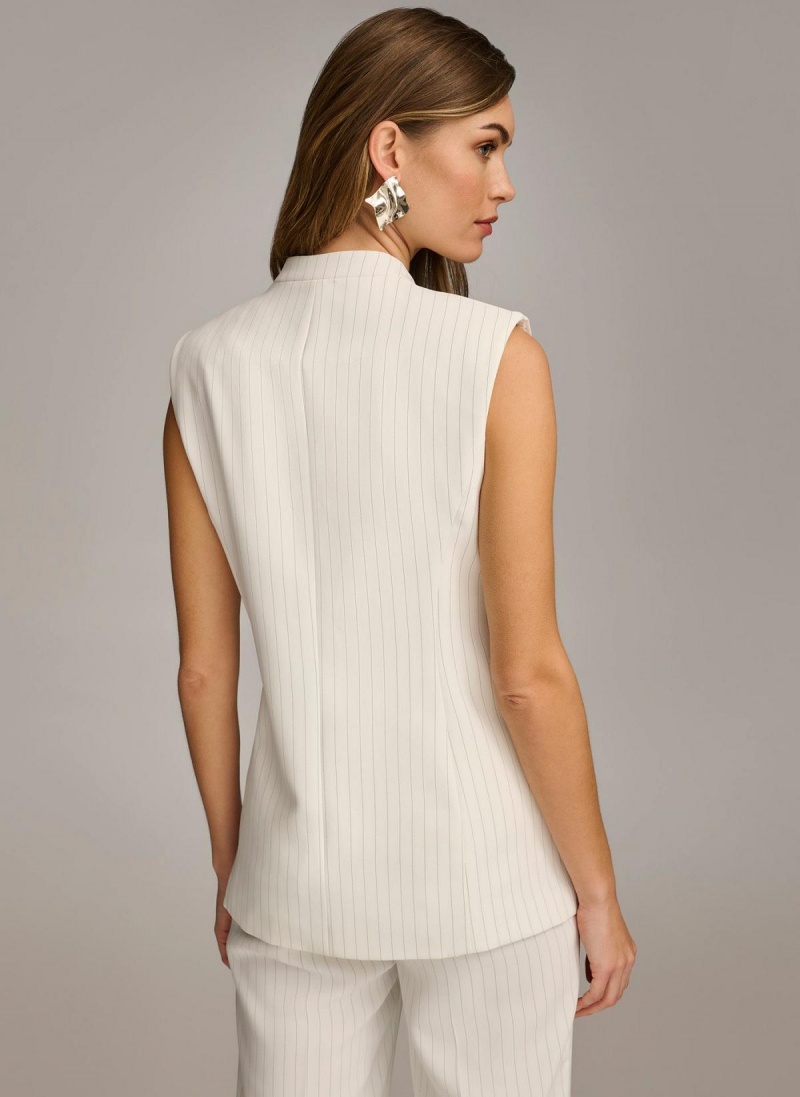 Donna Karan V-neck Vest Jacket White | NZ_DK30357