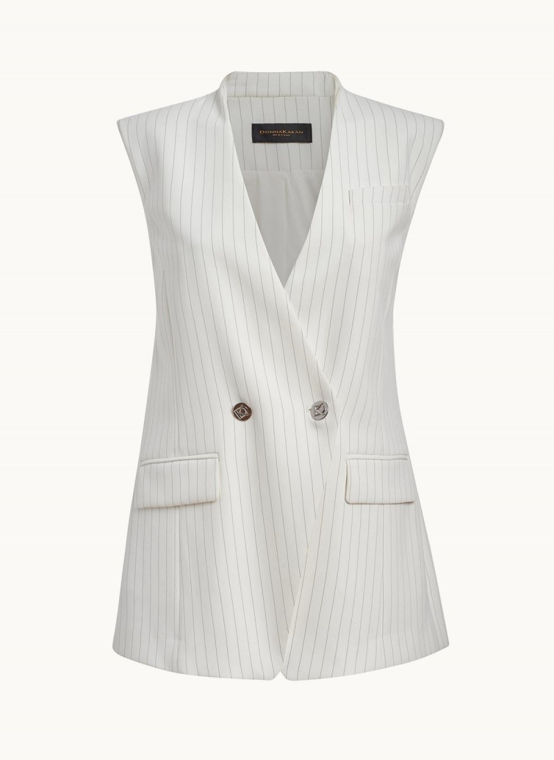 Donna Karan V-neck Vest Jacket White | NZ_DK30357