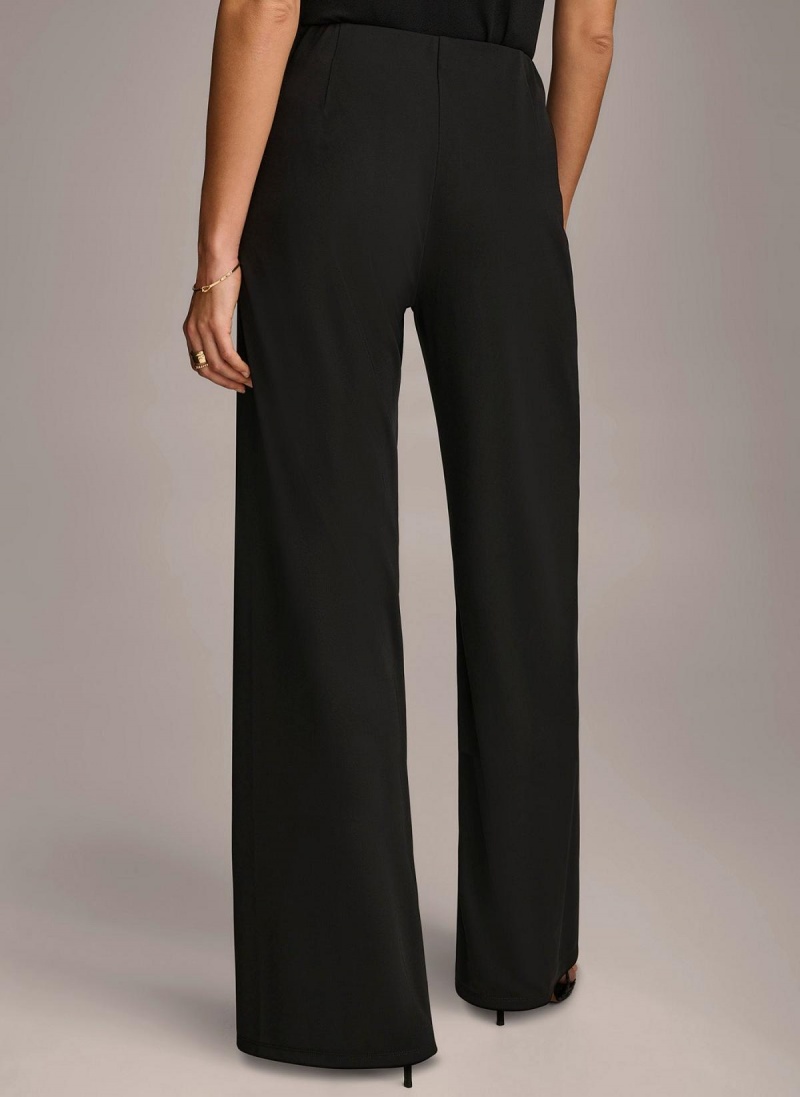 Donna Karan Wide Leg Flat Front Pants Black | NZ_DK99310