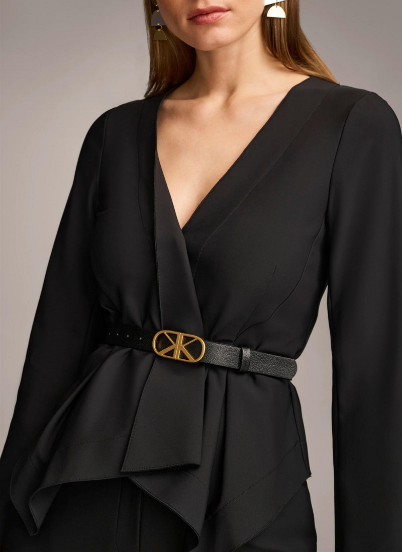 Donna Karan Wrap Jacket With Belt Sweaters and Tops Black | NZ_DK10655